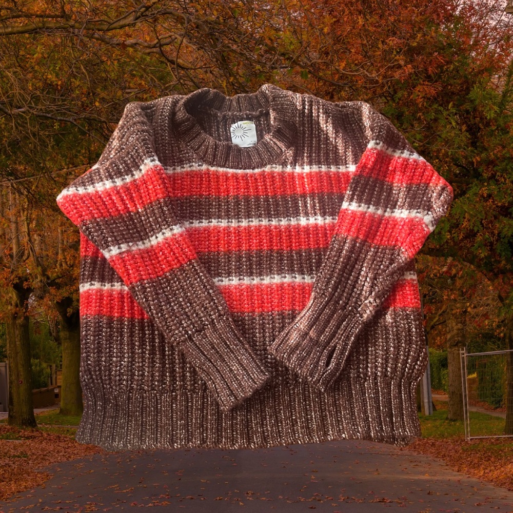 Striped Brown and Red women’s Aerie Sweater